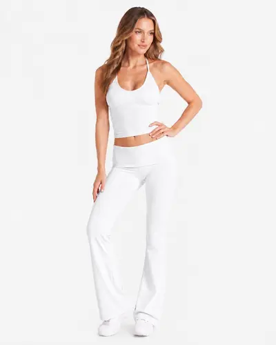 Women's Yoga Set Chest Pad High Waist Quick-Dry Flared Pants - 10
