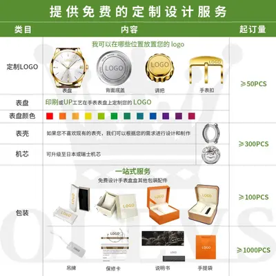 手表工厂代加工石英表贴牌定制OEM跨境外贸男士抖音男表包装定制