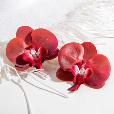 Amazon cross-border 3D colorful large butterfly orchid earrings, simulated flower earrings giving a fresh and atmospheric feel.