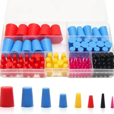 Silicone Plug Set, Conical, Colored, Hole Protection