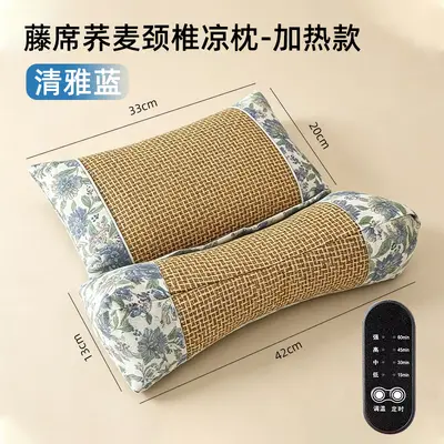Buckwheat Pillow with Cooling Rattan, Cervical Support - 11