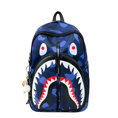 Großer Schulrucksack mit Haifisch-Print, Unisex Freizeitrucksack - 6