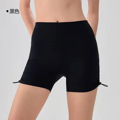 Women's Three-Quarter Yoga Shorts with Drawstring, Peach Lift - 8
