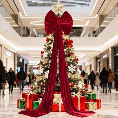 Large Burgundy Velvet Bow Christmas Tree Ornament