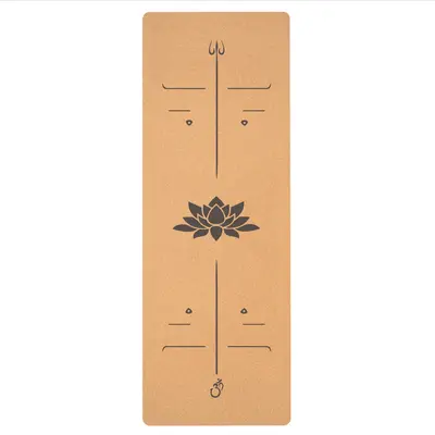 Yoga mat, 183x68cm, natural rubber, cork surface, silent - 12