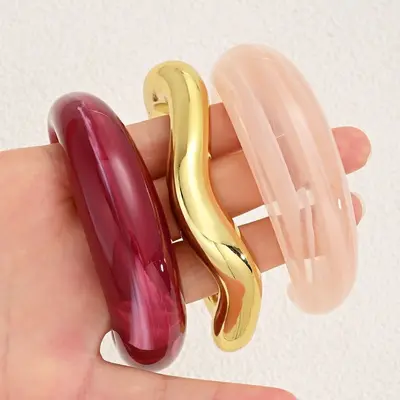 Colorful Geometric Resin Bracelet Set for Women - 7