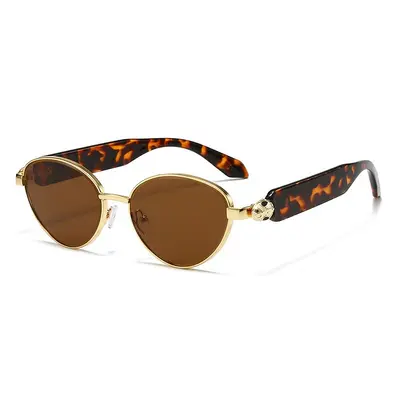 Cat-Eye Sonnenbrille mit ovalem kleinem Rahmen, Metall, Schlangenkopf-Design - 6