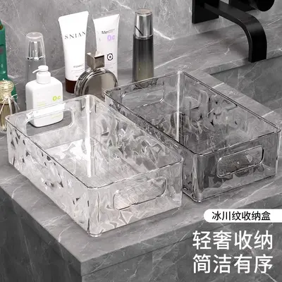 Acrylic frost pattern cosmetic storage box, transparent, large capacity - 3