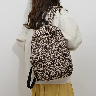 Printed Canvas Backpack for Students, Unisex Schoolbag, Outdoor Travel Bag