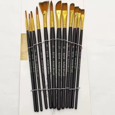 12-teiliges Pinselsatz, Nylon, Acryl- und Gouachefarbe