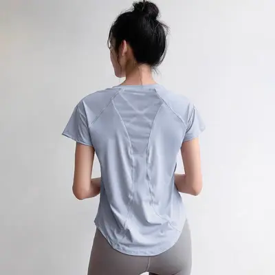Women's Summer Fitness Running Top, Stretch Quick-Dry, Thin Loose Fit, Short Sleeve - 1