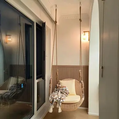 Ev İçi Asılı Sallanan Sandalye, Balkon Rattan Hamak Koltuğu - 9