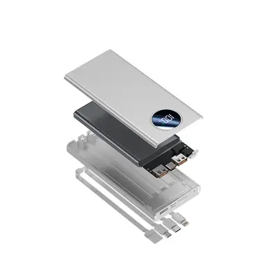Yeni süper hızlı şarjlı, dahili kablolu 10000 mAh büyük kapasiteli taşınabilir powerbank, özelleştirilmiş LOGO