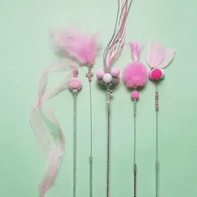 Feather Tassel Fairy Cat Teaser Wand with Bell, Chew-Resistant - 3