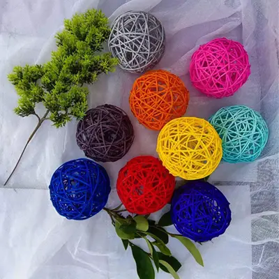 Beyaz rattan top dekorasyon, 3 cm - 80 cm, asılı ışık zinciri süsü