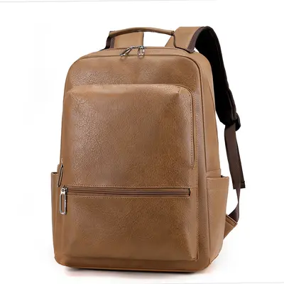 Men's Business Backpack, PU Leather, Laptop Compartment - 9