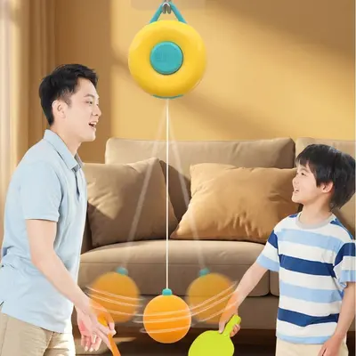 Hanging Kids Ping Pong Training Device, Indoor Hand-Eye Coordination Toy with Racket