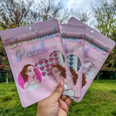 Herzförmige Akne-Patches 36er bunt mit Glitter Hydrokolloid