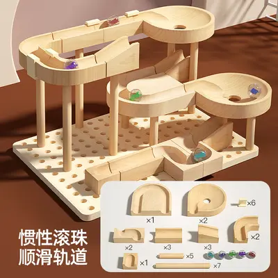 Marble run toy, wooden tubes, children educational - 7
