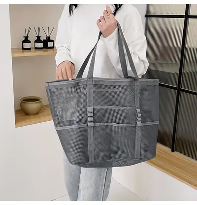Große Netztasche als Einkaufs- und Sporttasche mit Schultergurt - 6