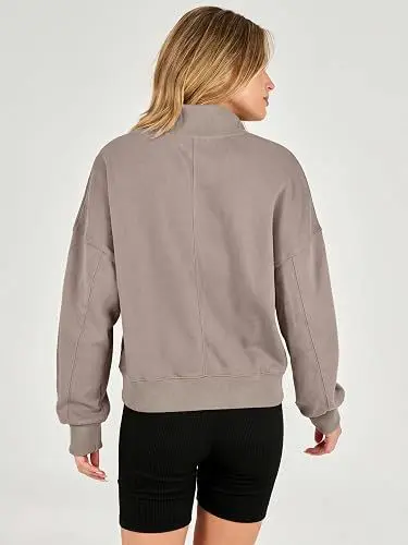 Henley Collar Long Sleeve Sweatshirt, Soft Casual Fit, Autumn Winter
