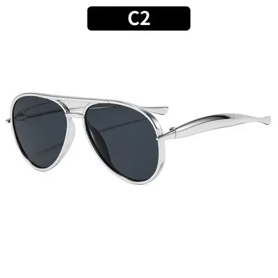 Retro-Sonnenbrille mit Doppelsteg und großem Rahmen - 8