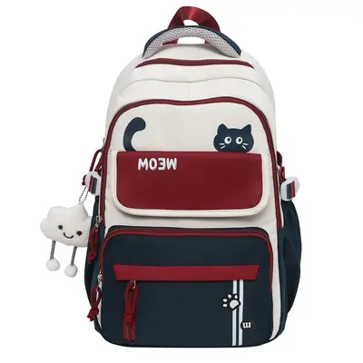 2025 Colour-Block School Backpack, Large Capacity - 9