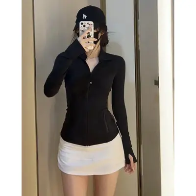 lulu Define Dik Yaka Kadın Yoga Üstü, Hızlı Kuruyan Slim Fit Ceket, Güneş Korumalı - 10