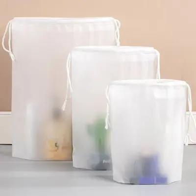 İpli cep toptan şeffaf buzlu plastik ev samimi seyahat ayakkabı saklama giyim giyim ambalaj çantası - 12