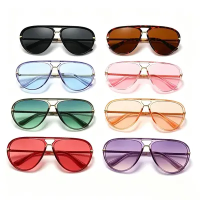 Große Modesonnenbrille mit Rahmen, trendiges Design - 5