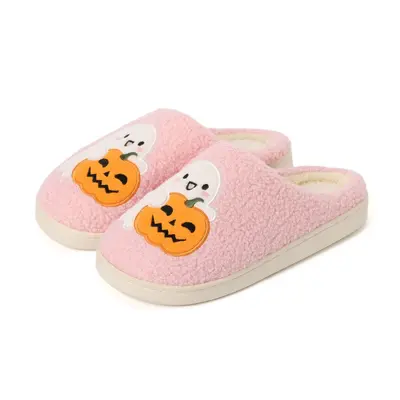 Halloween Pumpkin Cartoon Warm Winter Cotton Slippers, Unisex Couple Style