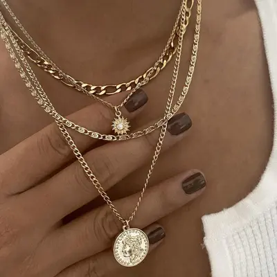 Lange Pulloverkette für Damen, leichter Luxus, Schlüsselbeinkette