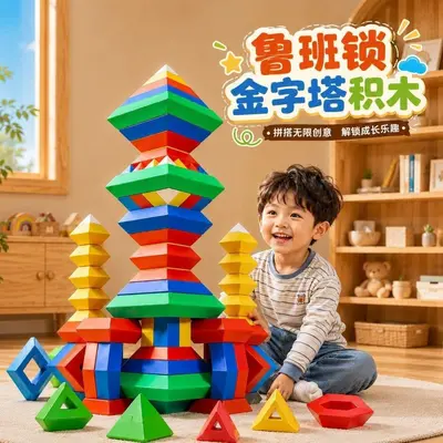 Lu Ban Blok Kule Piramit Seti, Çocuk Eğitici Oyuncak, Okul Öncesi - 4