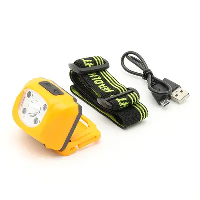 LED Kafa Feneri, USB Şarjlı, Sensörlü, Su Geçirmez Plastik, Mini Balıkçılık