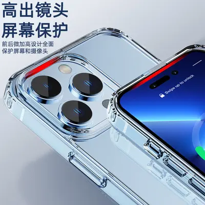 iPhone 15 transparente Magnetschutzhülle mit MagSafe, kabellose Ladung, iPhone 13 Pro, 12