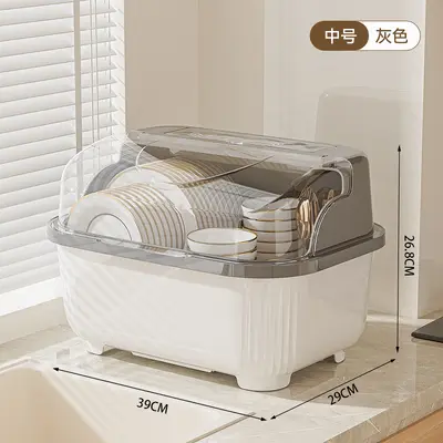 Kitchen storage box large capacity with draining rack - 13