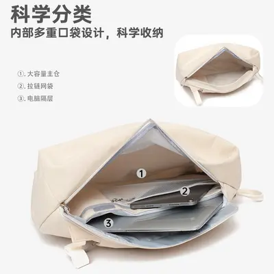 Large-Capacity Women's Backpack, Attachable to Trolley Case, Korean Style - 4