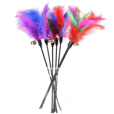Suction Cup Spring Cat Teaser Wand with Feathers and Bell - 4