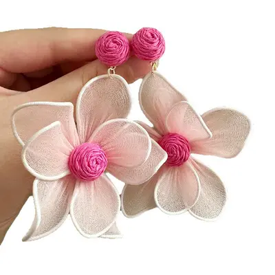 Rosa Blüten-Ohrringe mit Strandurlaubs-Flair - 5