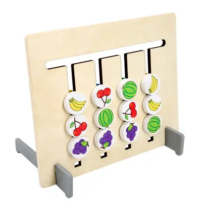 Wooden Montessori Logic Game, Four-Color Fruit, Double-Sided, Children's Educational Toy