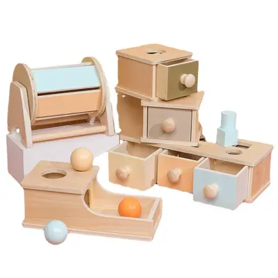 Montessori Frühförderung über Grenzen hinweg Montessori-Bildung Frühförderung Grundgeometrie Formensortierer Schubladenbox Holzspielzeug - 6