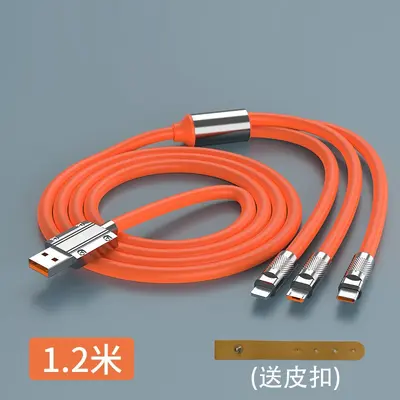 3'ü 1 arada 120W Geek hızlı şarj kablosu 6A, çinko alaşım, Apple/Android uyumlu - 7
