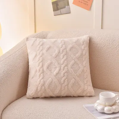 Instagram style plush pillow cover jacquard geometric pattern cushion cover/sofa living room backrest pillow cover headboard square pillow cover - 7