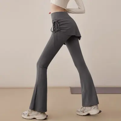 Kadın yoga etek pantolon, sahte iki parça koşu uzun pantolon, bahar modeli - 2