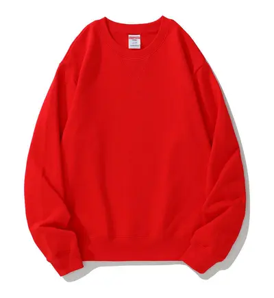 AG380g slim fit cotton terry crewneck sweatshirt with special Morandi color inverted triangle pattern, off-shoulder thickened long sleeves - 11
