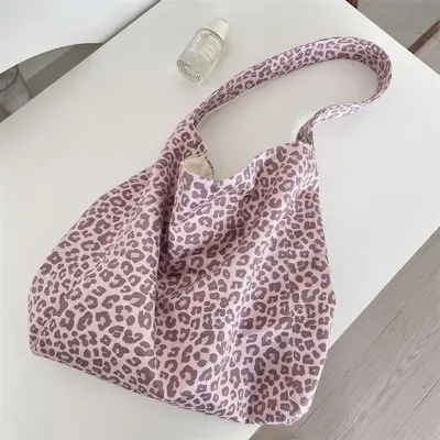 59172 Suede Leopard Print Tote Bag, High-Capacity Single-Shoulder Bag - 9