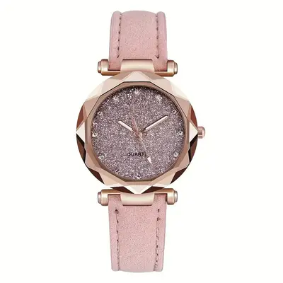 Damen-Quarzuhr mit Sternenhimmel-Design und Glitter - 7