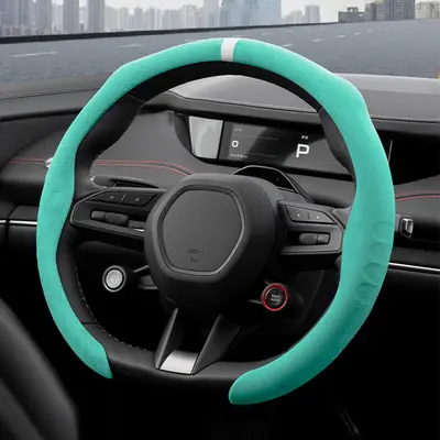 Rams 5D Suede Steering Wheel Cover, Universal O-Type and D-Type, Non-Slip and Sweat-Absorb - 13