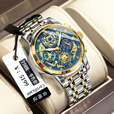 Herrenuhr Luxus, Hohlkammeroptik, wasserdicht, Quarz - 7