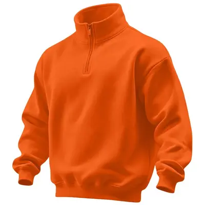 Men's Solid Color Half-Zip Stand-Collar Sweatshirt - 10